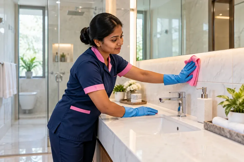 Bathroom cleaning illustration